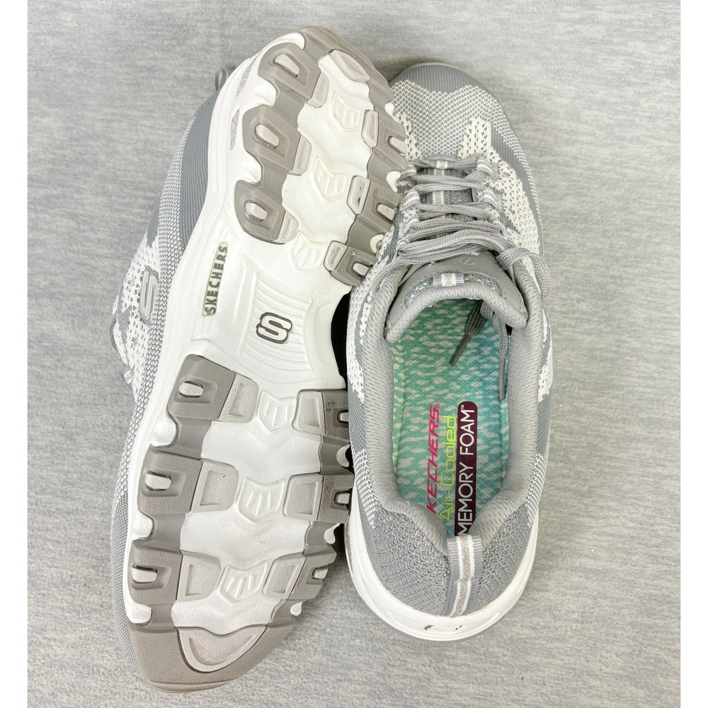 Skechers D'Lites Sneakers Womens 11 Gray White Knit Rhinestone 11955 GYW - Picture 10 of 14